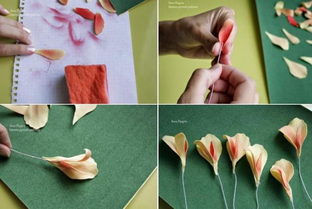 Für eine Blume benötigen Sie Blütenblätter in verschiedenen Formen. Sie können die Vorlage aus dem Internet ausdrucken oder die Blütenblätter einer lebenden Blume umkreisen.