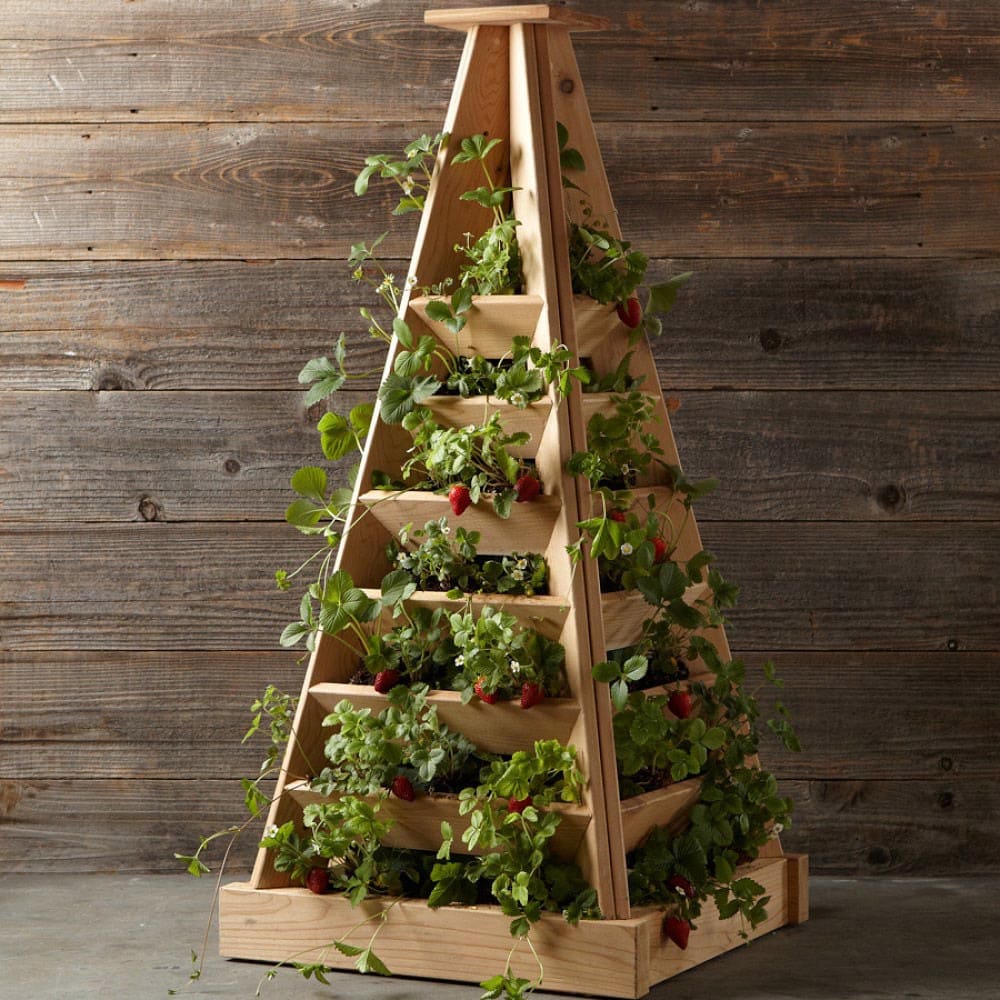 Vertikal blomsterbed (blomsterhage) i form av en pyramide
