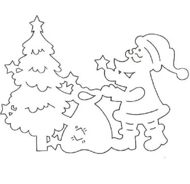 Stencil julenissen med gaver