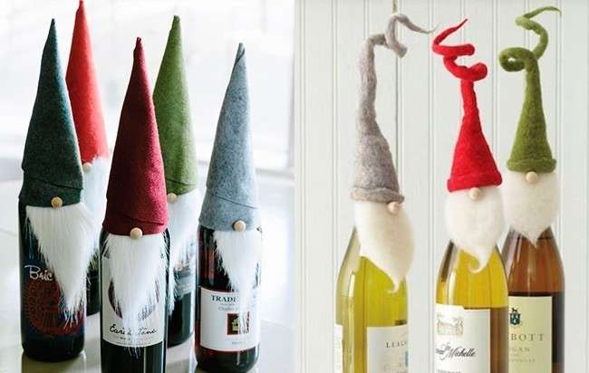 Weihnachtshandwerk aus einer Flasche Champagner