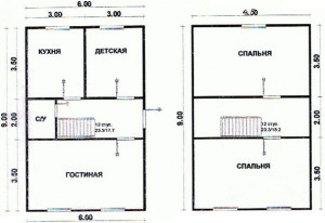dispozice 2-podlažní budovy s členěním do zón