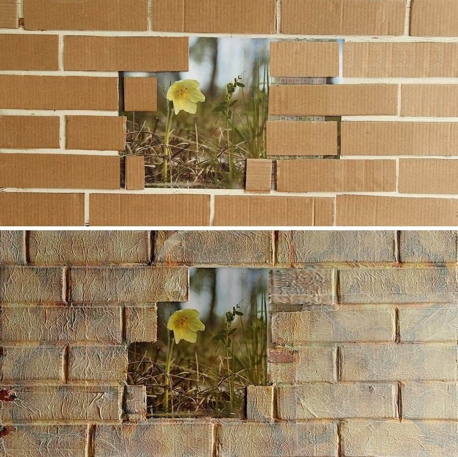 Backsteinmauer aus Pappe