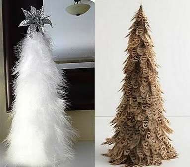 DIY dekorativní vánoční stromeček z peří