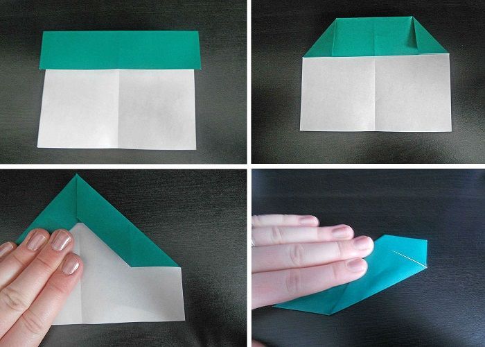 Origami letadlo: skládací kroky 1-4