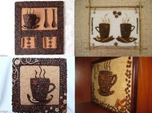 Příklady hotových panelů z kávy