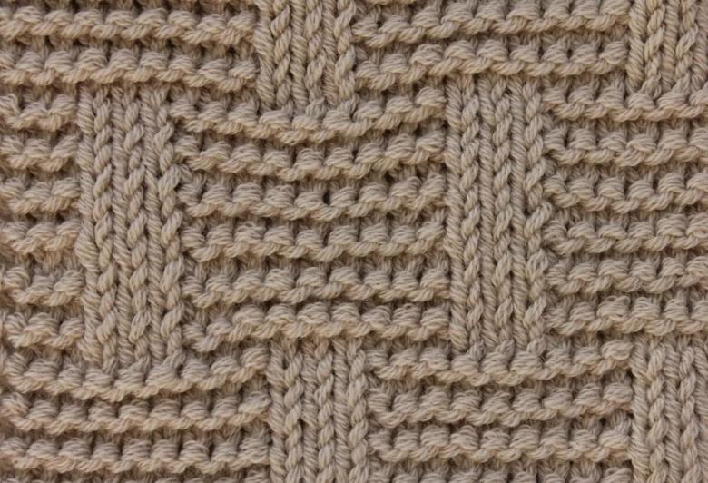 Dichte Häkel- oder Strickmuster mit Diagrammen und Beschreibungen