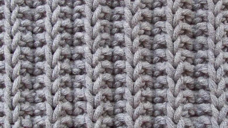 Dichte Häkel- oder Strickmuster mit Diagrammen und Beschreibungen