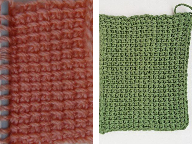 Dichte Häkel- oder Strickmuster mit Diagrammen und Beschreibungen