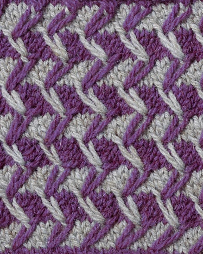 Dichte Häkel- oder Strickmuster mit Diagrammen und Beschreibungen