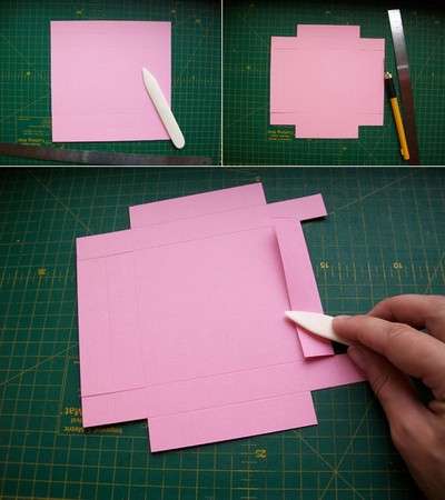 Klipp et rektangel på 10 × 20 cm ut av rosa papir og brett det i to