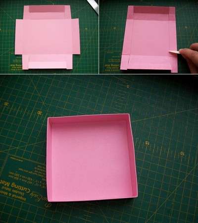 Nå må du kutte en firkant med en side på 10 cm og lime den inn i et rektangel