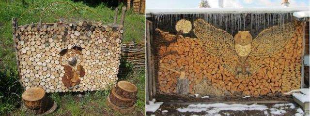 originales Stapeln von Brennholz