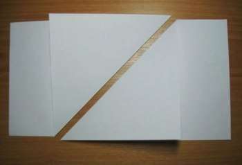 Til å begynne med: fra et rektangulært ark med hvitt papir danner vi en hvit firkant i henhold til alle reglene.