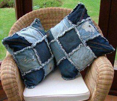 Gjør-det-selv puter fra gamle jeans