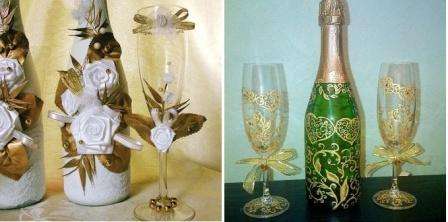 DIY svatební lahve a sklenice